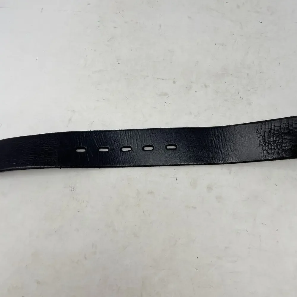 Lucky Brand Black Leather Chunky Y2K Belt Size 34 Textured